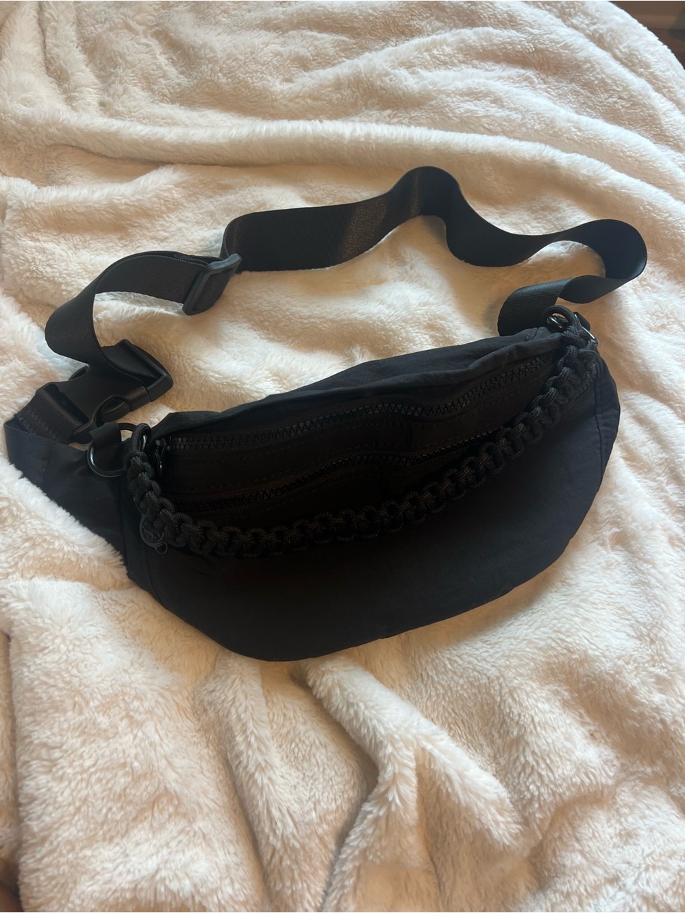 Steve Madden Black Braided-Trim Fanny pack